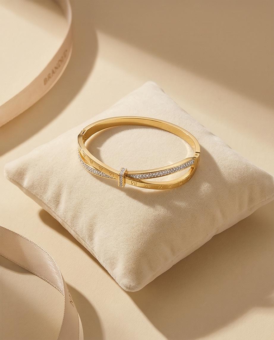 Bracelete Romano Zircônia Banhado em Ouro 18K - Imagem 4