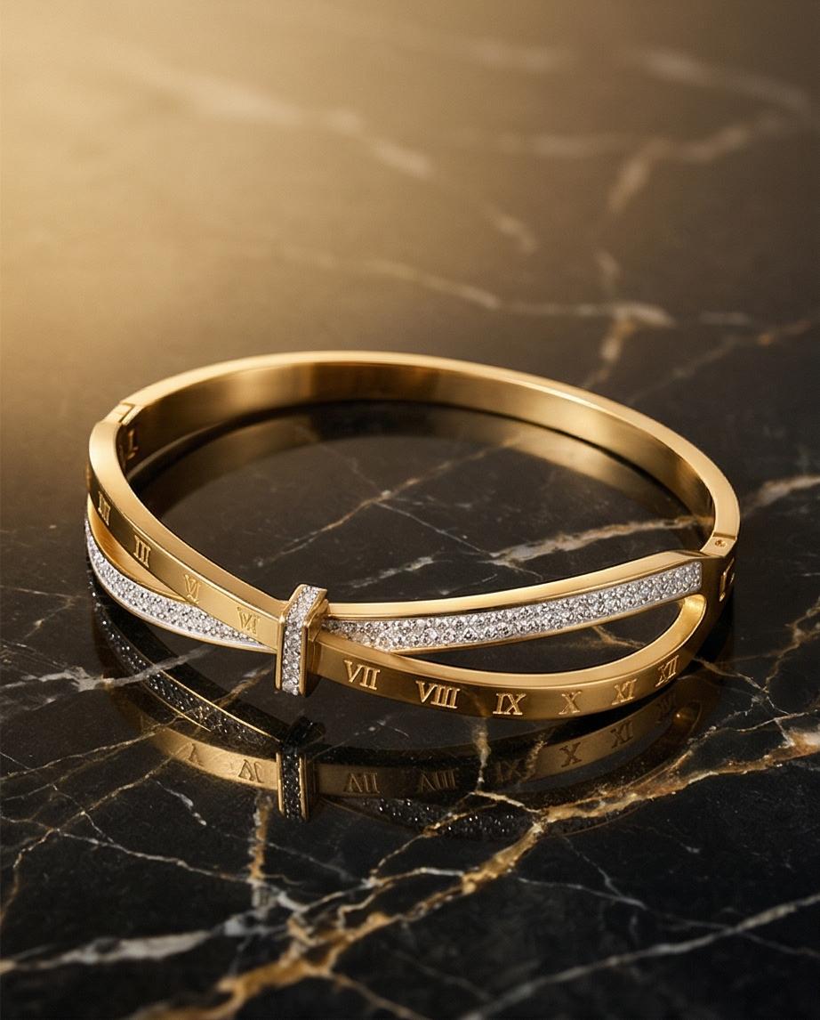 Bracelete Romano Zircônia Banhado em Ouro 18K - Imagem 5