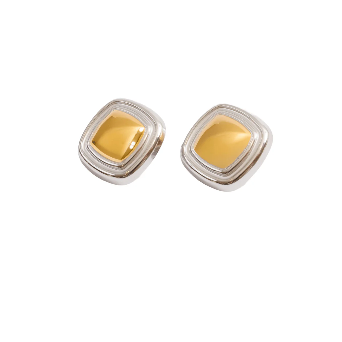 Brinco Square Lumière com Mix de Banhos Dourado e Prata
