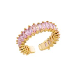 Anel Aurora Rosa Ajustável Banhado em Ouro 18K
